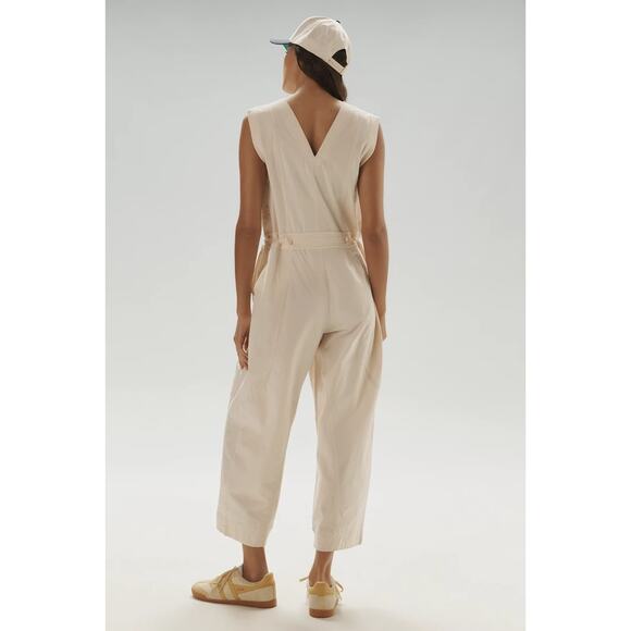 Anthropologie Daily Practice Soller White Cotton Drawstring Jumpsuit XS - Picture 2 of 12